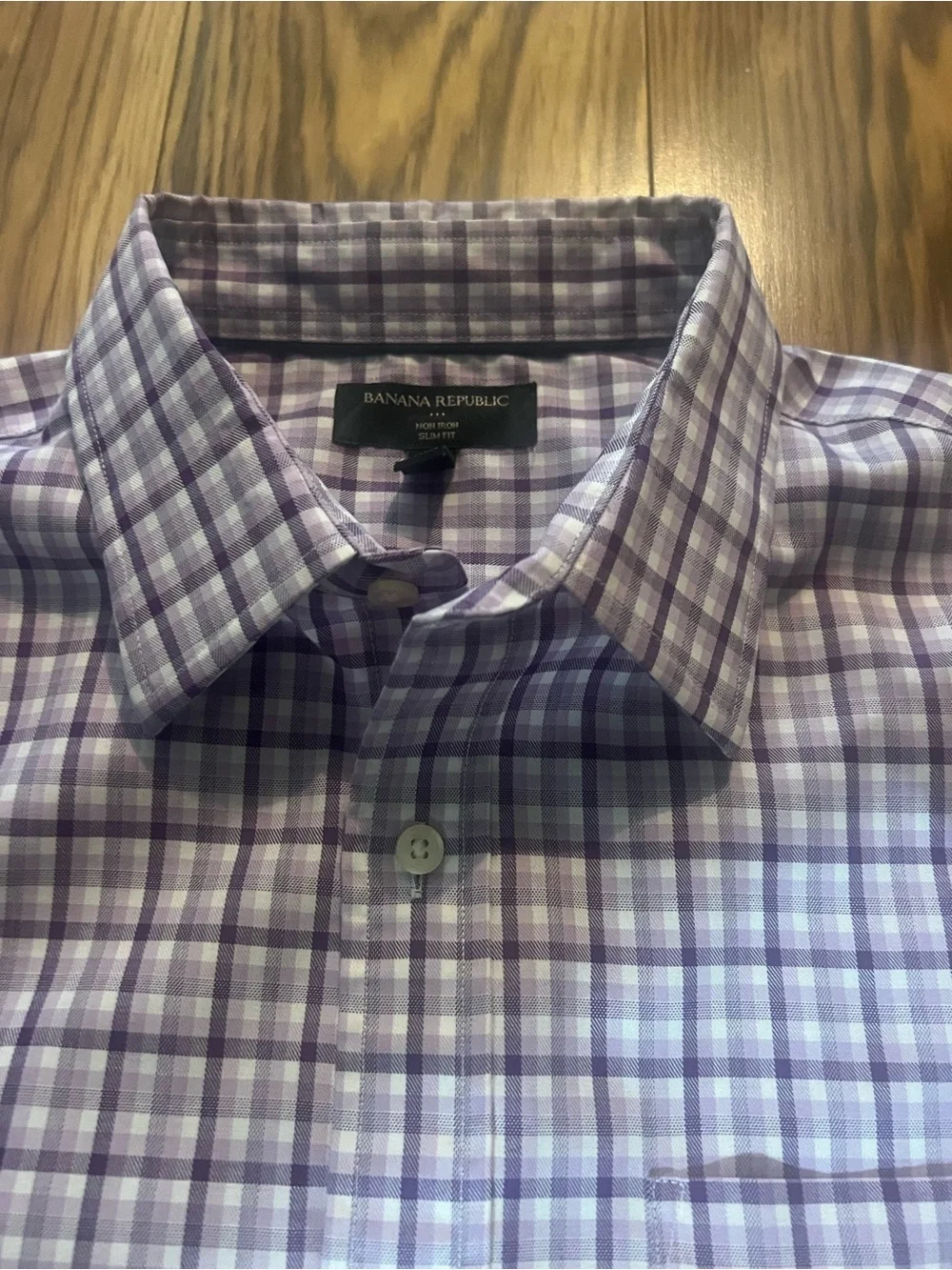 Banana Republic Men's Purple Plaid Button-Down Long Sleeve Dress Shirt - Large